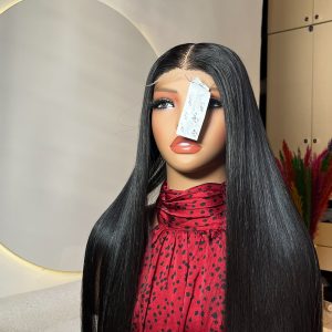 24 inch super double drawn bone straight raw human hair wig with 2x6 hd lace closure by Hair by Trecia