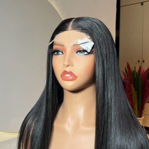 16 inch super double drawn bone straight raw human hair wig with 2x6 hd lace closure by Hair by Trecia