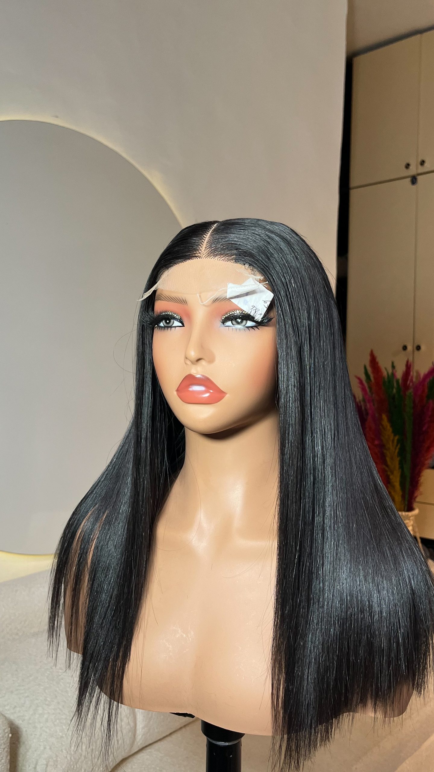 16 inch super double drawn bone straight raw human hair wig with 2x6 hd lace closure by Hair by Trecia