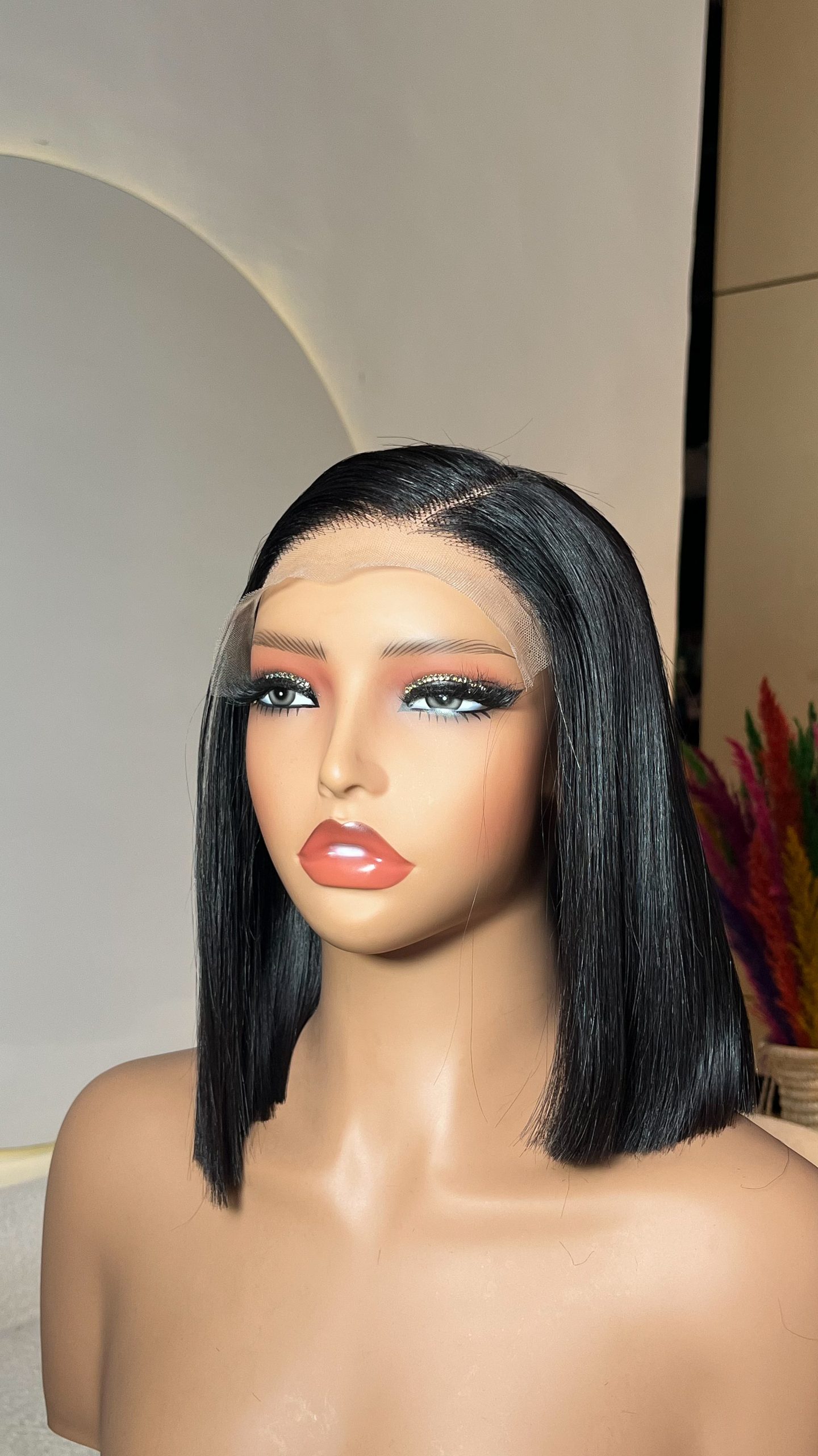 10 inch super double drawn C-cut bone straight bob wig with 5x5 HD closure