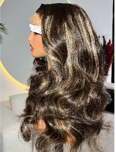 18 inch super double drawn layered highlight bounce raw human hair wig with 5x5 hd lace closure by Hair by Trecia