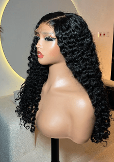 22 inch super double drawn natural color pixie curl raw human hair wig with 5x5 hd lace closure by Hair by Trecia